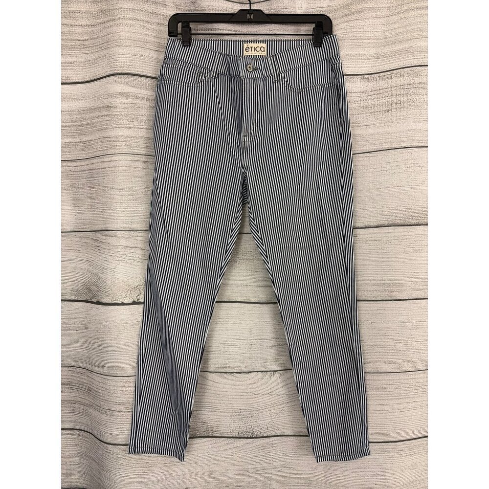 Etica Blue and White Striped Ethically Eco Friendly Pants Size 3/M